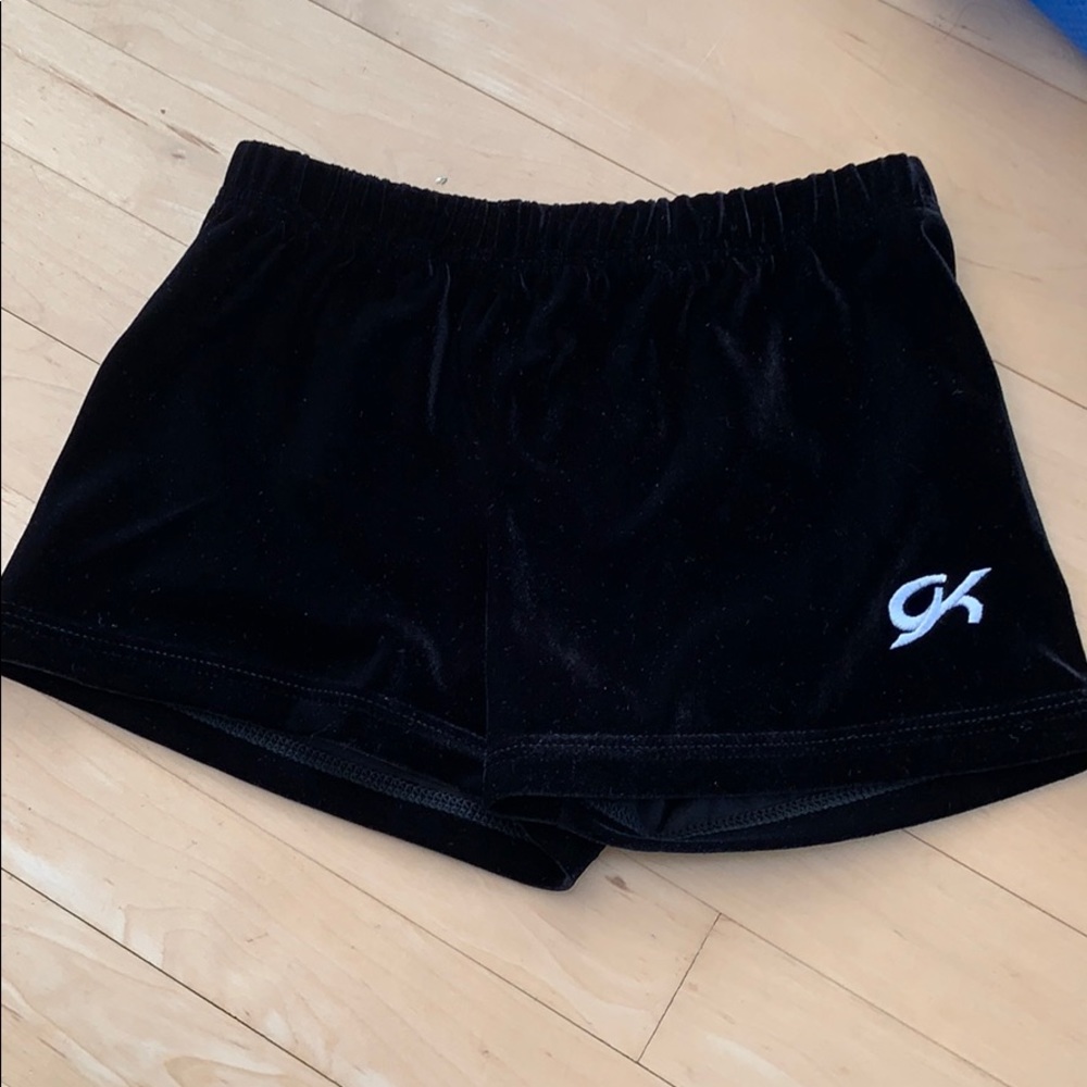GK gymnastics black velvet shorts